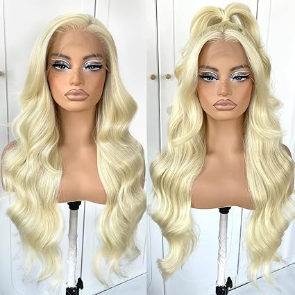 13x6 Skunk Stripe Wig Glueless Lace Front Wigs Pre Plucked Synthetic Body Wave blonde wig Wear and Go lace front wig