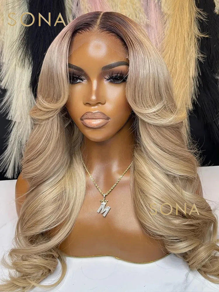 Ombre blonde 13x6 Wig 180% density human hair wig 24 inch