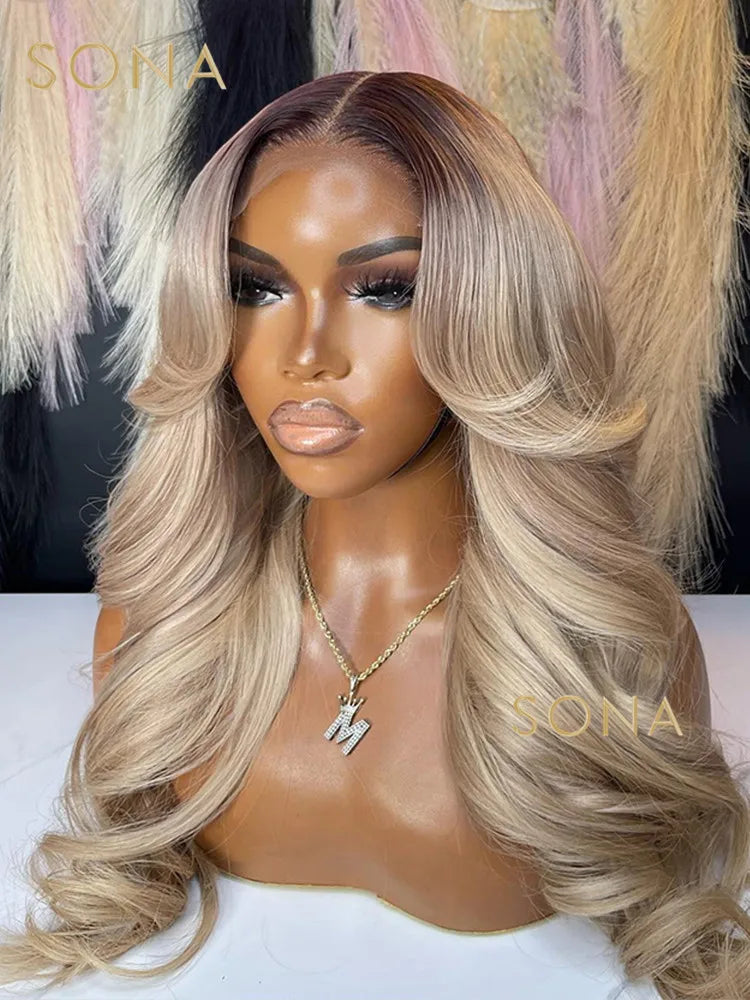 Ombre blonde 13x6 Wig 180% density human hair wig 24 inch