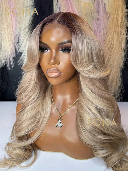 Ombre blonde 13x6 Wig 180% density human hair wig 24 inch