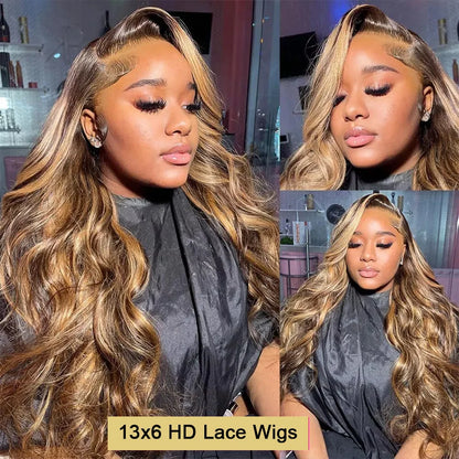 Honey blondehighlighted wig 30 inch 250% density